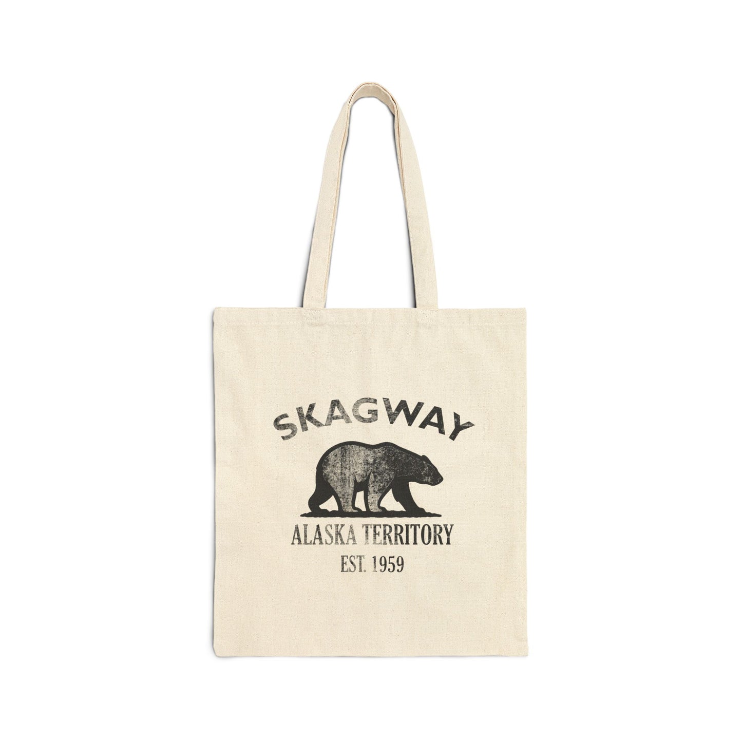 Skagway Alaska Vintage Retro Cotton Canvas Tote Bag - Black Logo