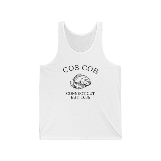 Cos Cob Connecticut Vintage Retro Unisex Cotton Jersey Tank Top - Black Logo