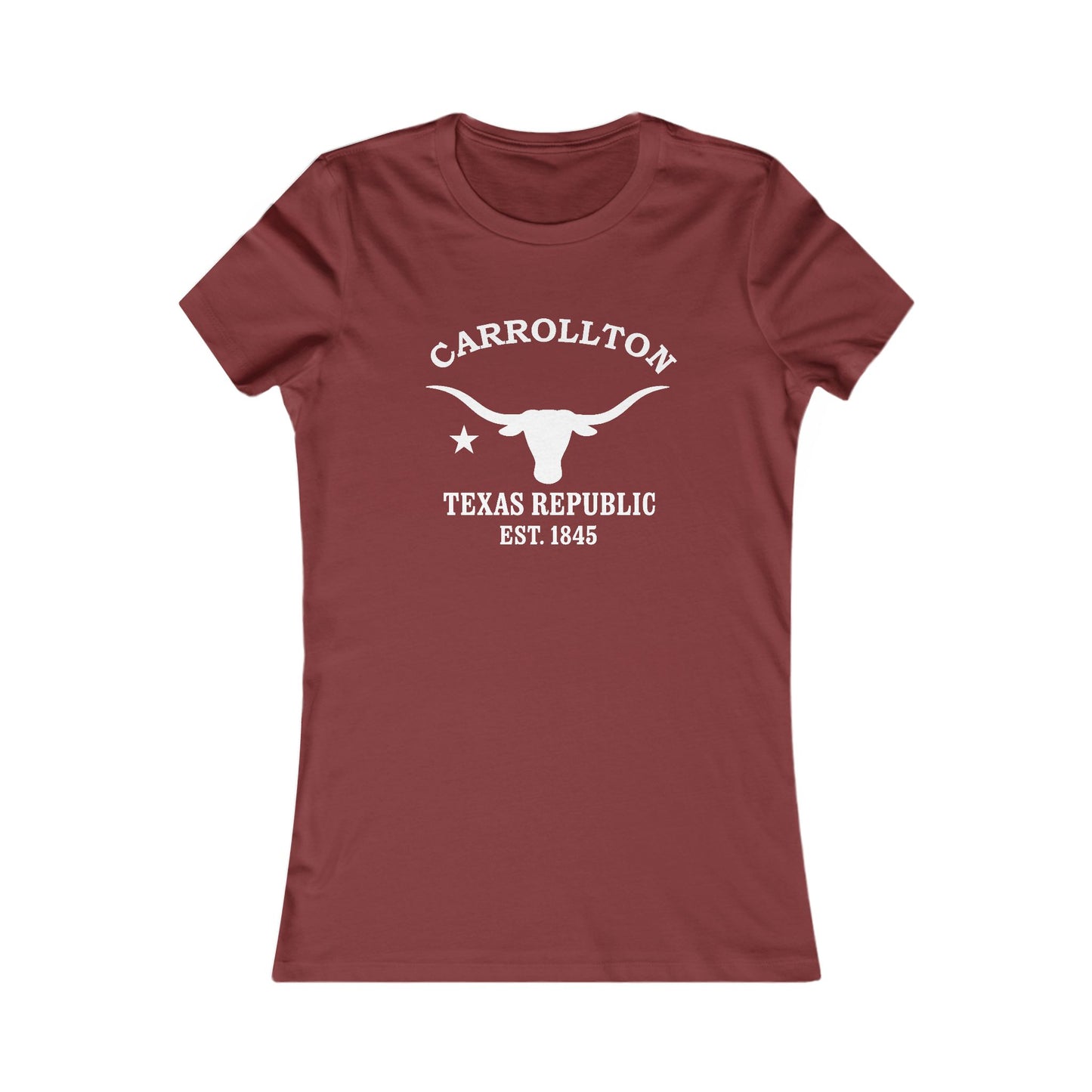 Carrollton Texas Vintage Retro Womens Fitted Ringspun Cotton Tee - White Logo