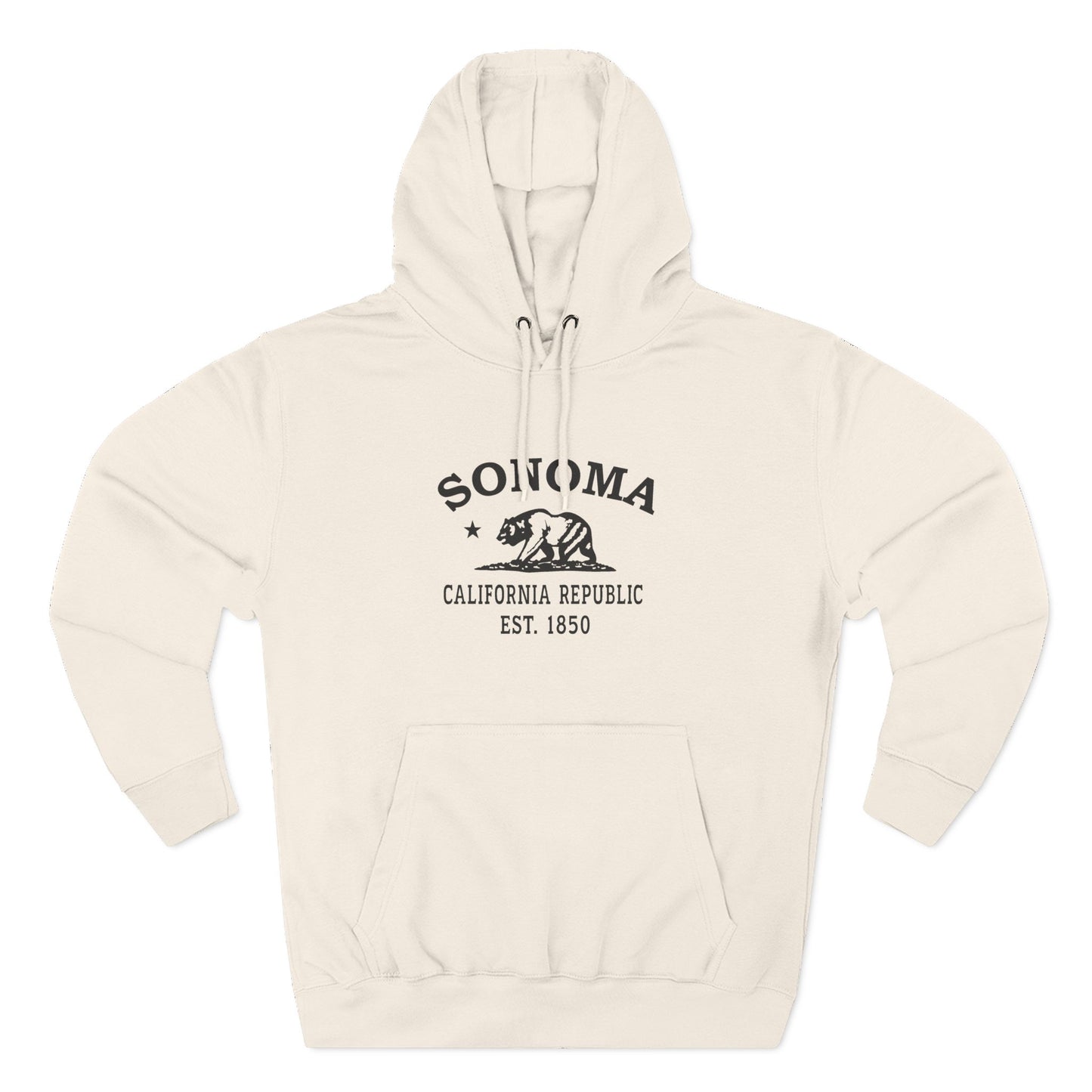 Sonoma California Vintage Retro Unisex Heavy Cotton Hoodie - Black Logo