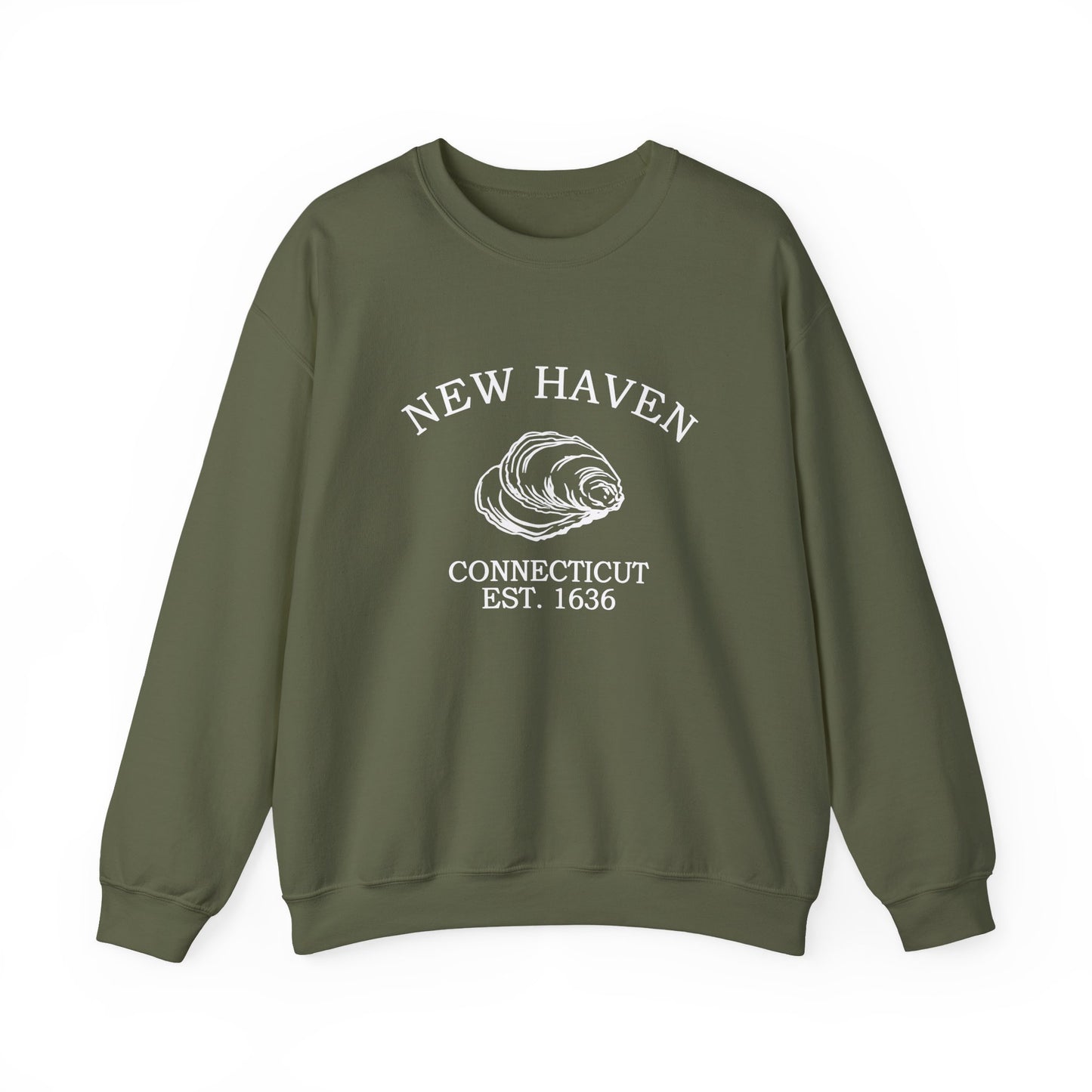 New Haven Connecticut Vintage Retro Unisex Heavy Crewneck Sweatshirt - White Logo