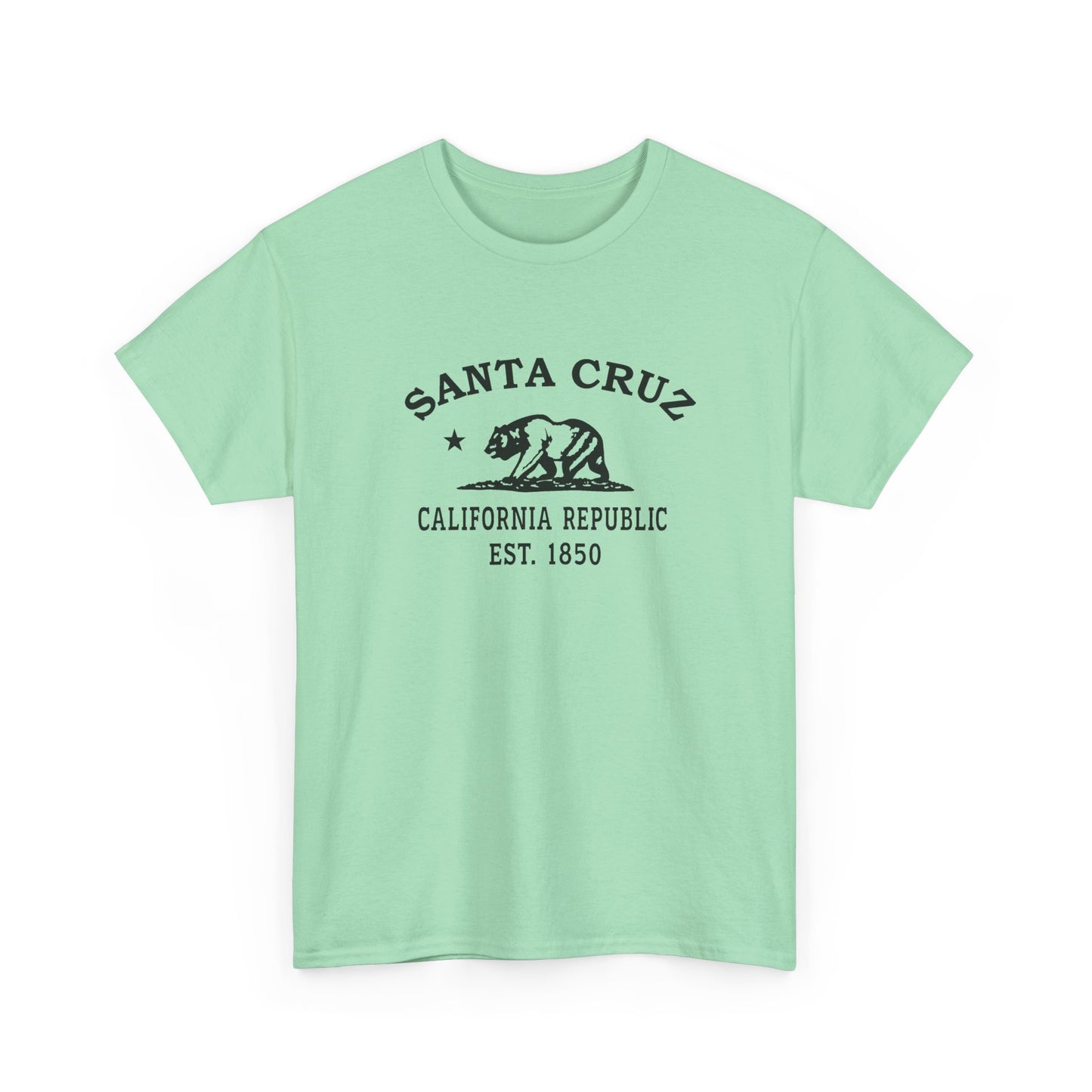 Santa Cruz California Vintage Retro Unisex Heavy Cotton Tee - Black Logo