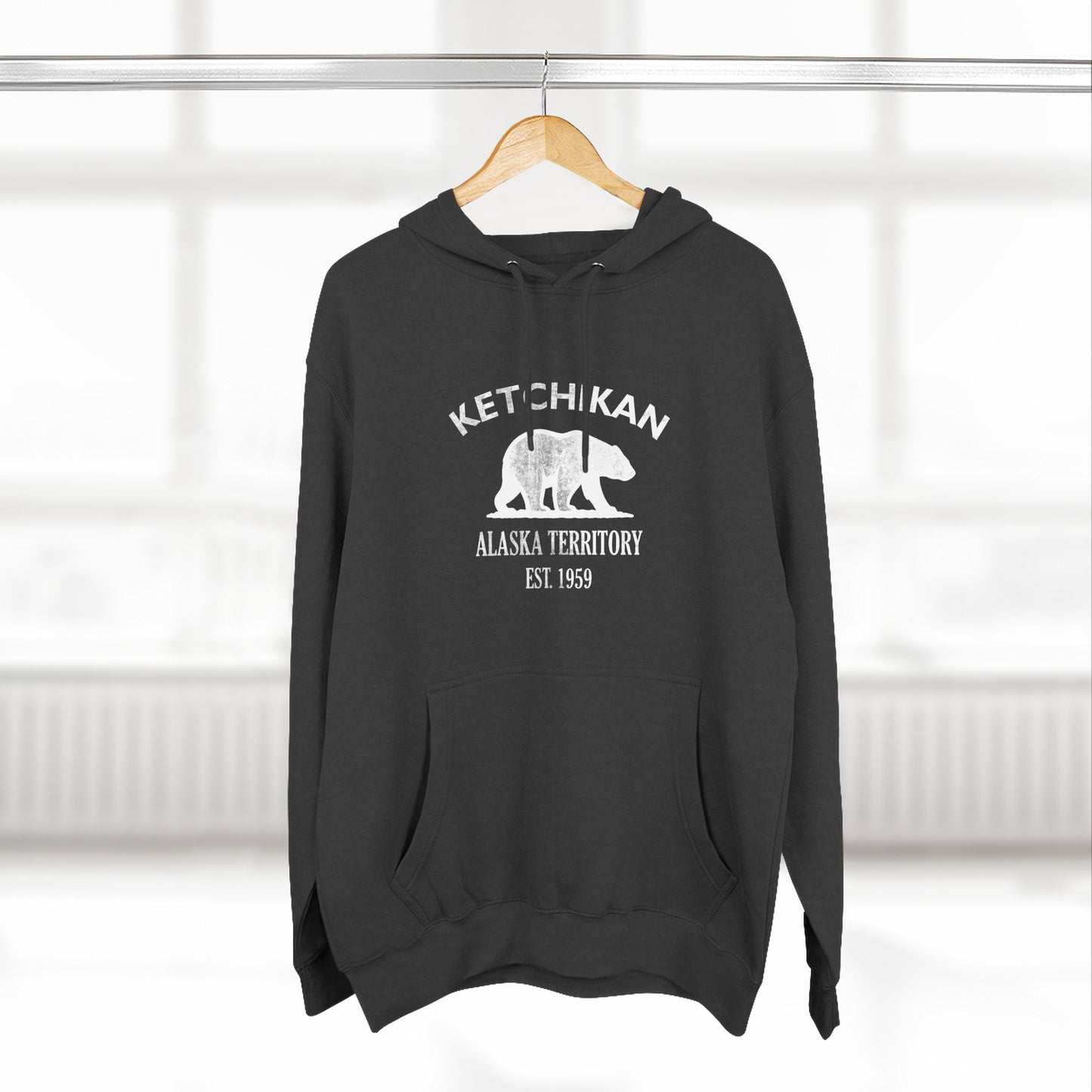 Ketchikan Alaska Vintage Retro Unisex Heavy Cotton Hoodie - White Logo
