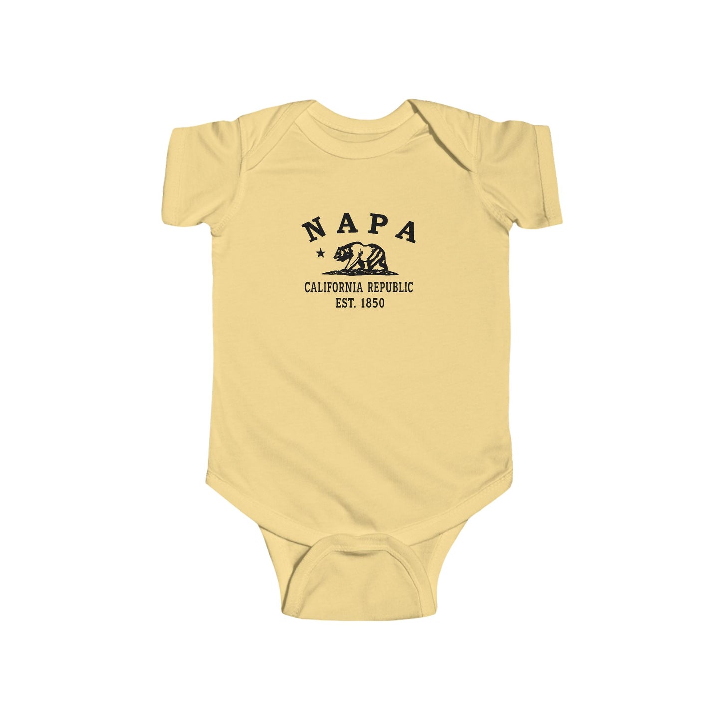 Napa California Cottton Jersey Baby Bodysuit - Black Logo