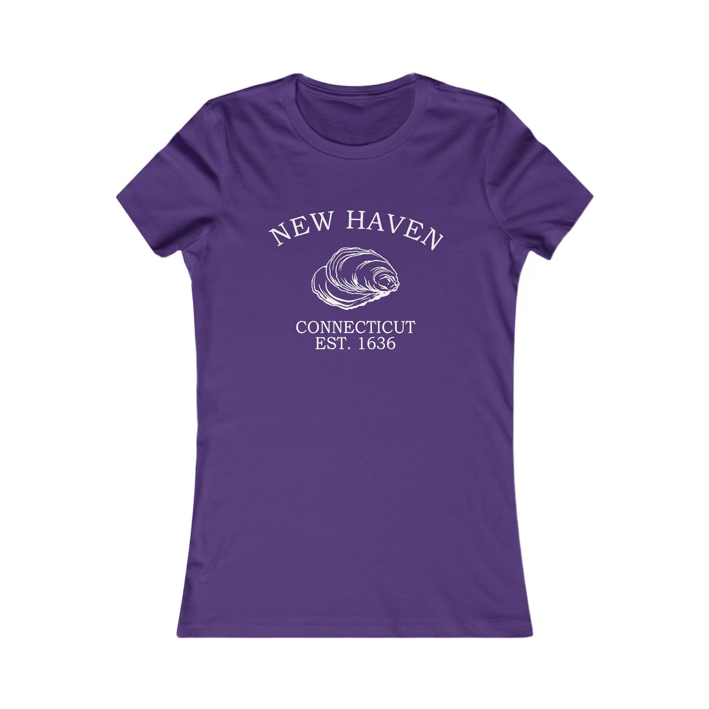 New Haven Connecticut Vintage Retro Womens Fitted Ringspun Cotton Tee - White Logo