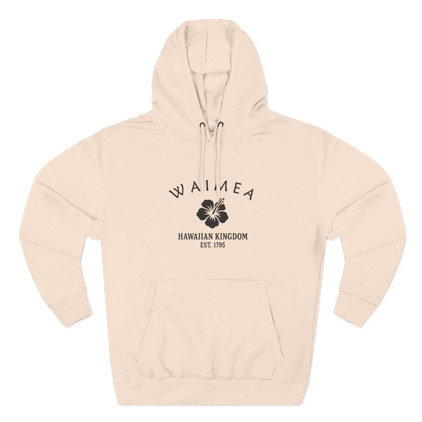 Waimea Hawaii Vintage Retro Unisex Heavy Cotton Hoodie - Black Logo
