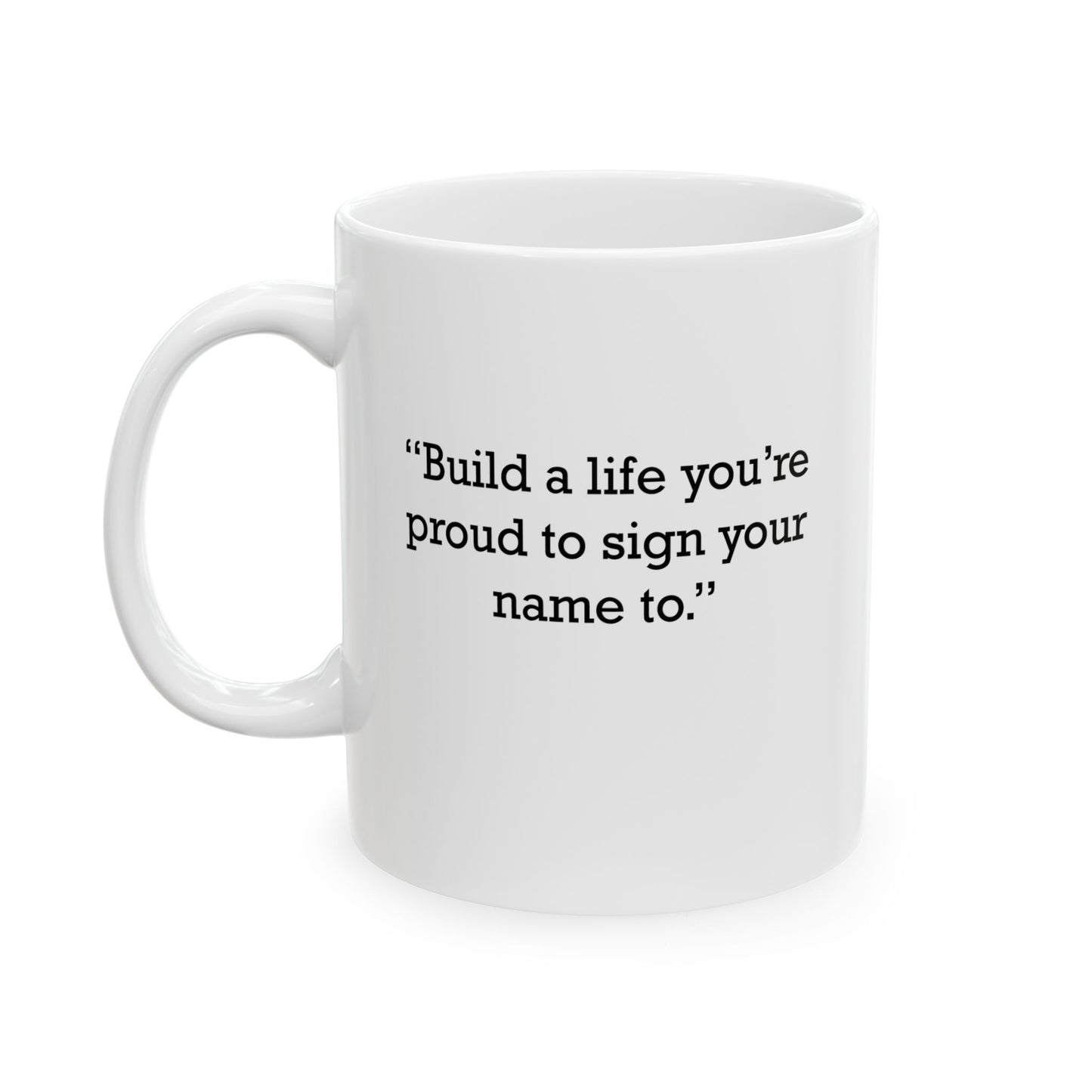 Quote 33 Build A Life Vintage Retro Ceramic Mug - Black Logo