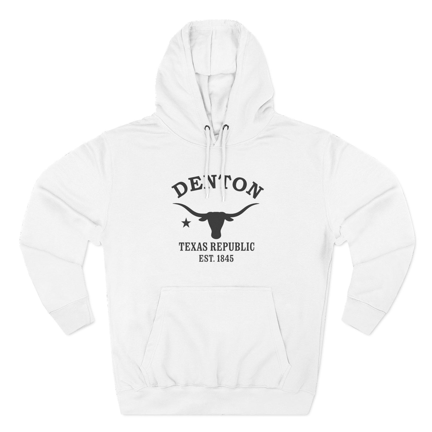 Denton Texas Vintage Retro Unisex Heavy Cotton Hoodie - Black Logo