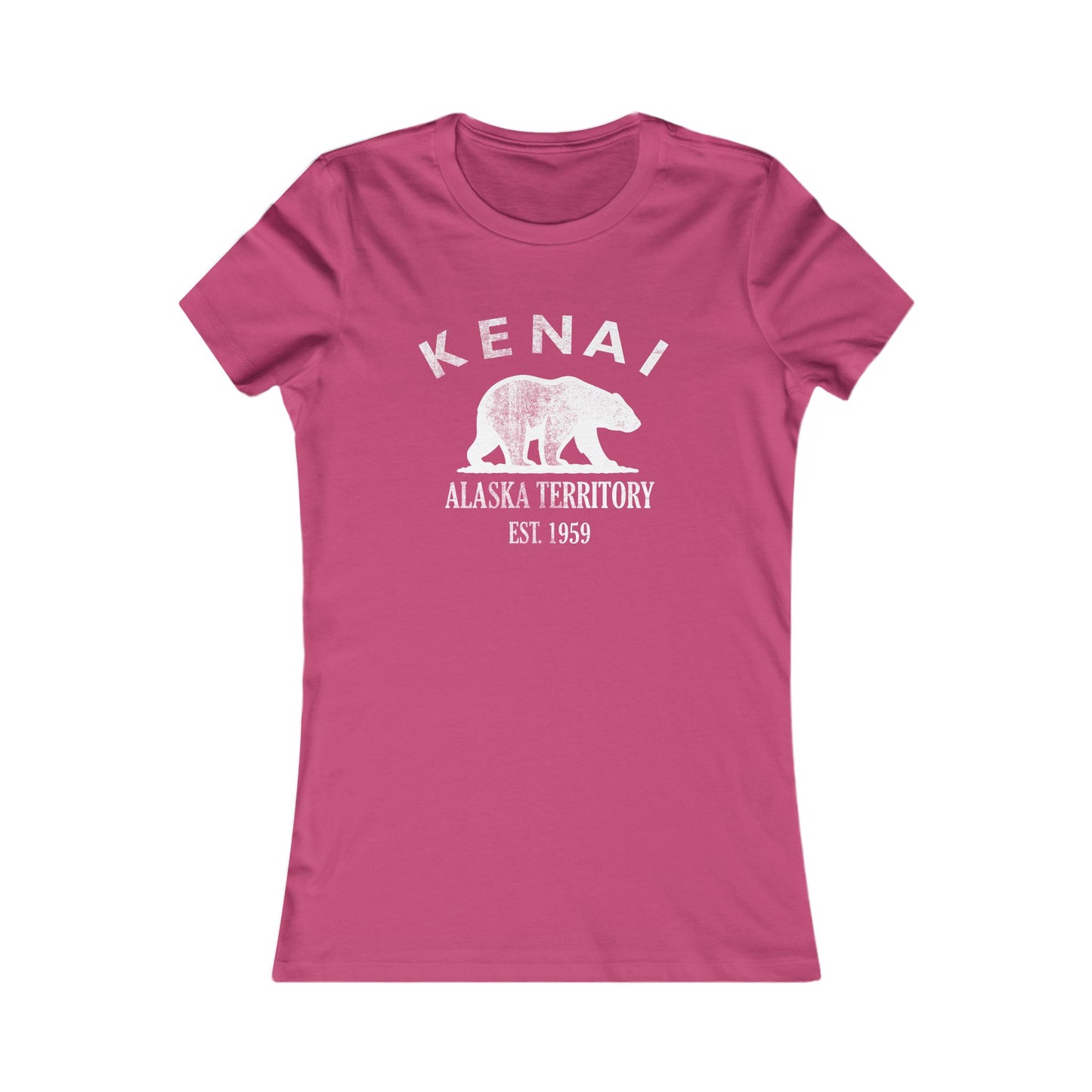 Kenai Alaska Vintage Retro Womens Fitted Ringspun Cotton Tee - White Logo