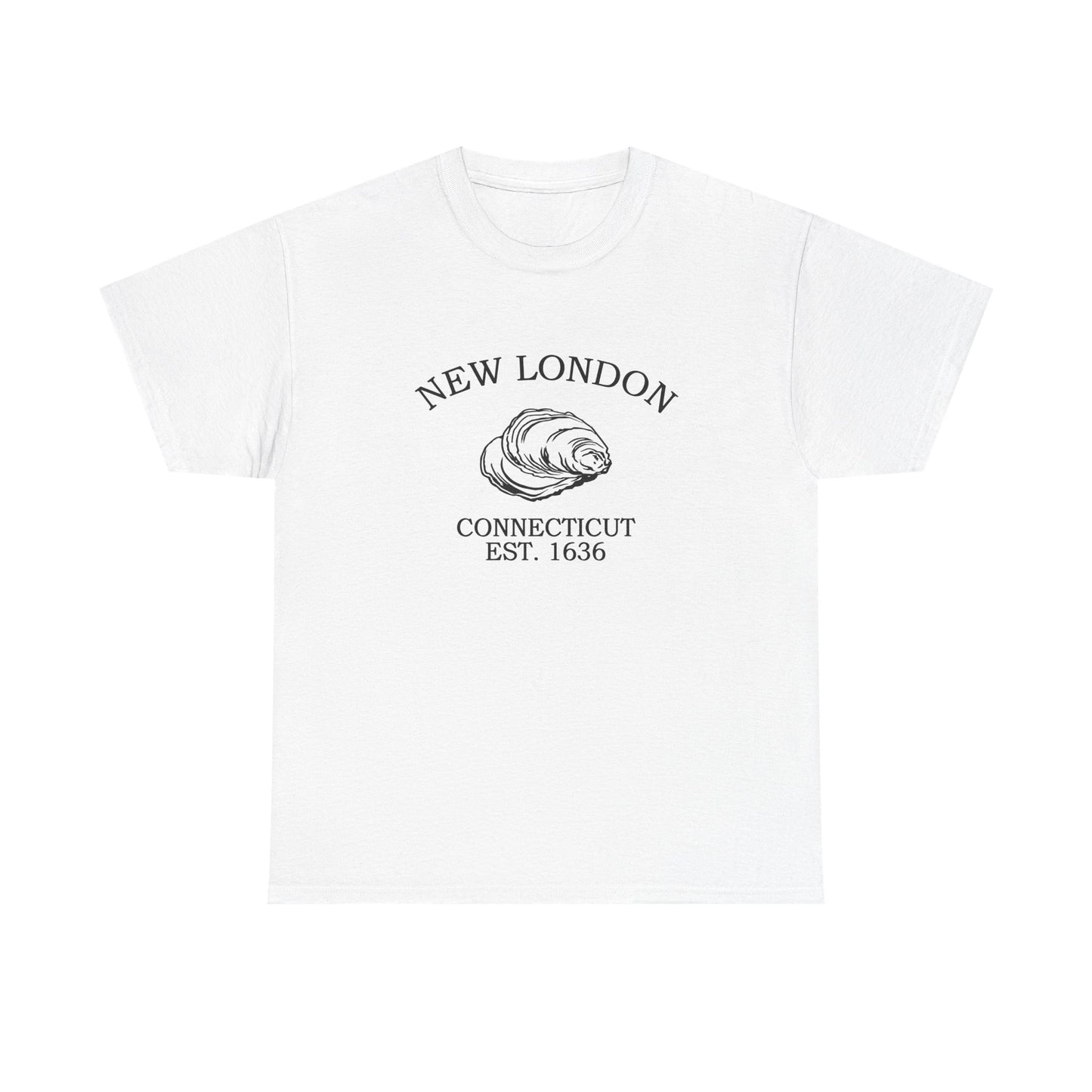 New London Connecticut Vintage Retro Unisex Heavy Cotton Tee - Black Logo