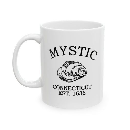 Mystic Connecticut Vintage Retro Ceramic Mug - Black Logo