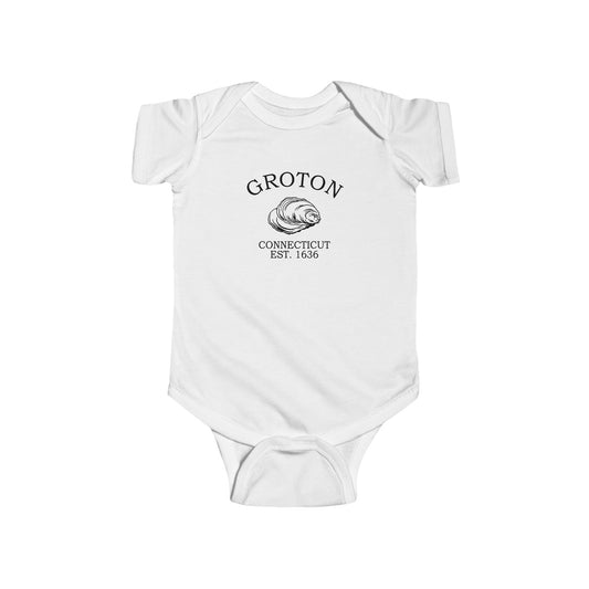 Groton Connecticut Vintage Retro Cotton Jersey Baby Bodysuit - Black Logo