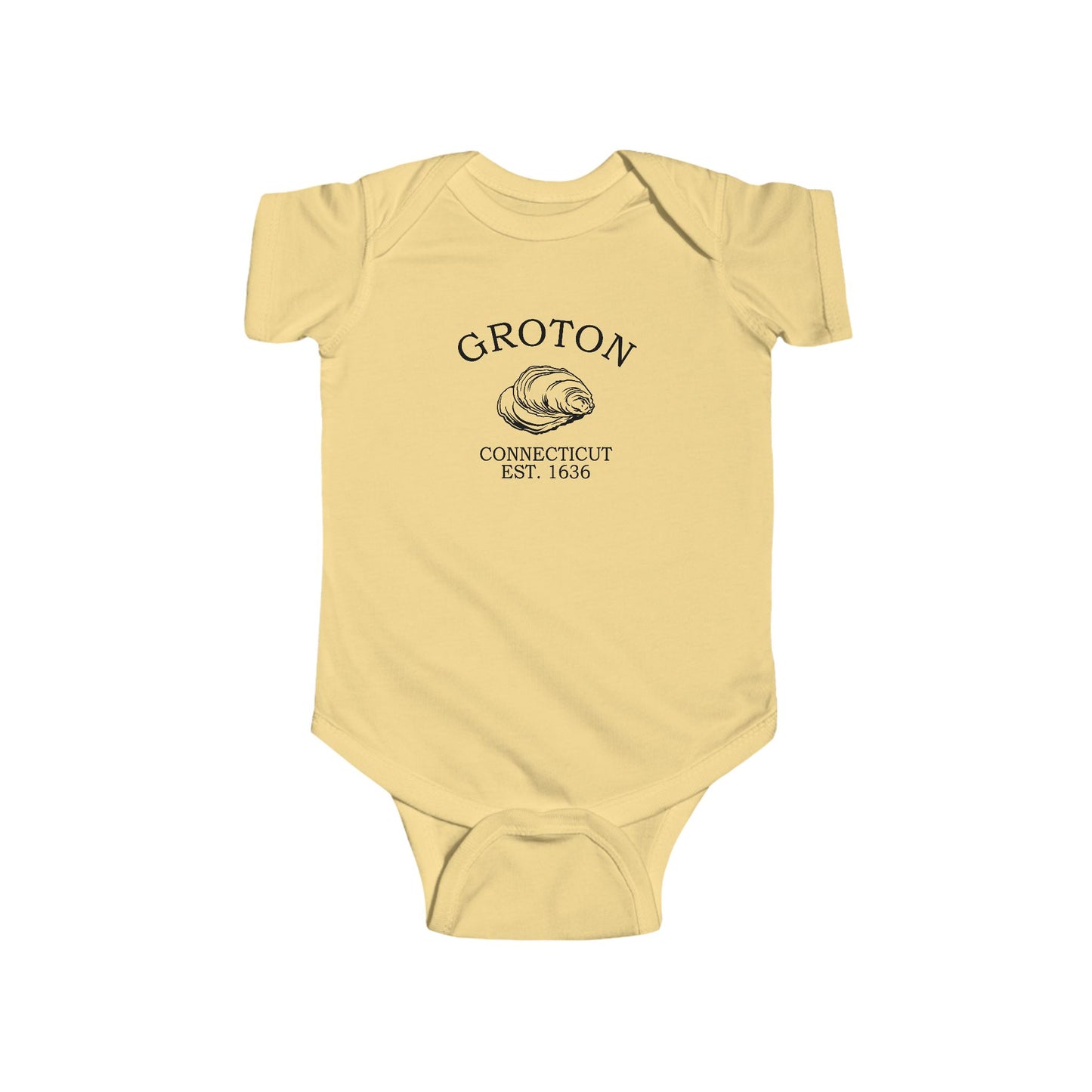 Groton Connecticut Vintage Retro Cotton Jersey Baby Bodysuit - Black Logo