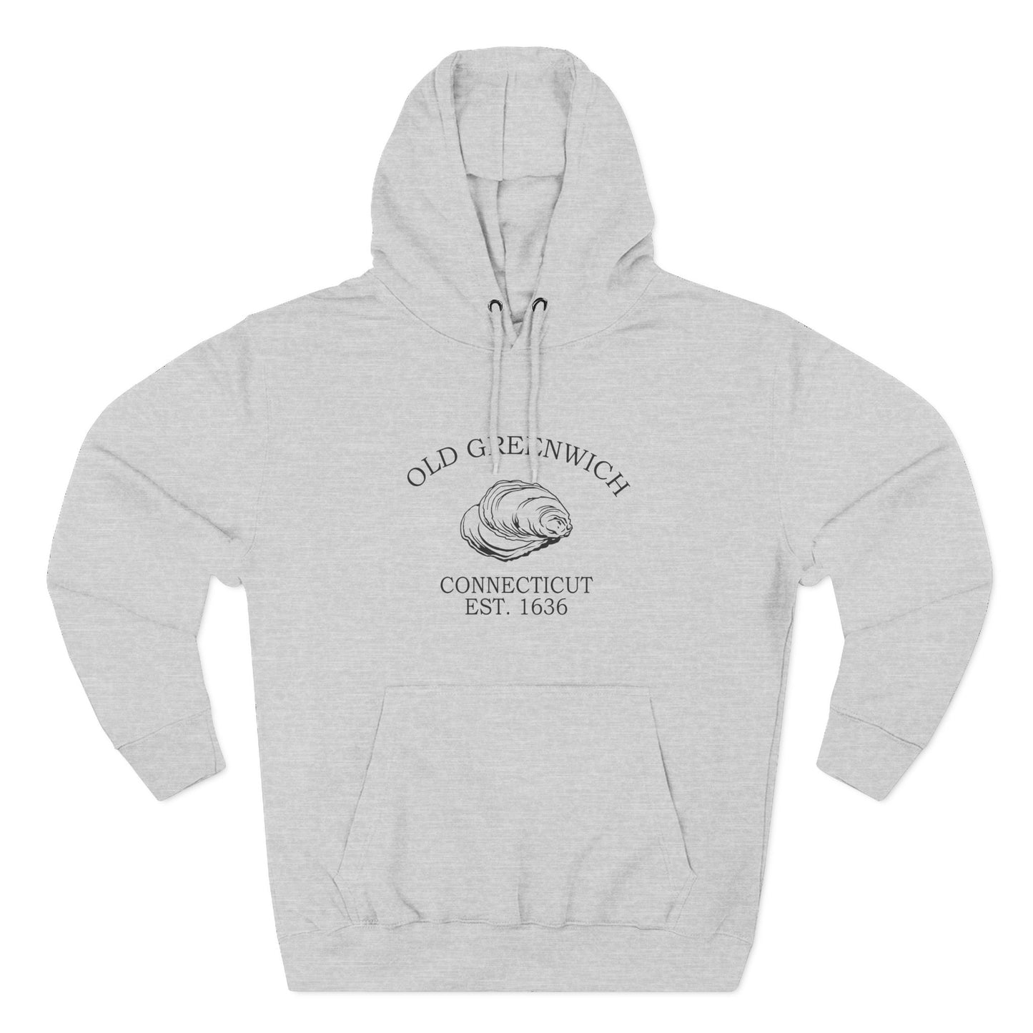 Old Greenwich Connecticut Vintage Retro Unisex Heavy Cotton Hoodie - Black Logo