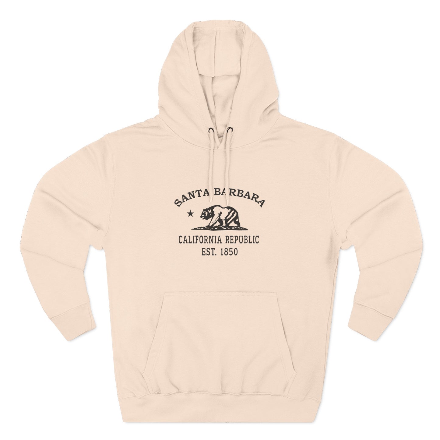Santa Barbara California Vintage Retro Unisex Heavy Cotton Hoodie - Black Logo