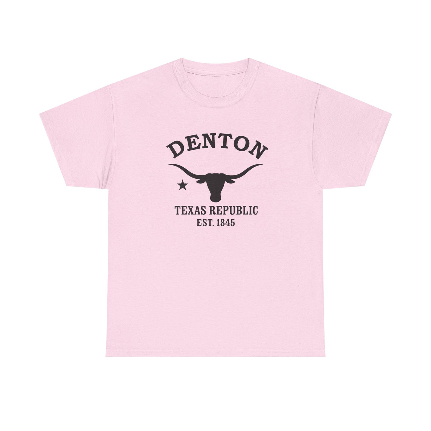 Denton Texas Vintage Retro Unisex Heavy Cotton Tee - Black Logo