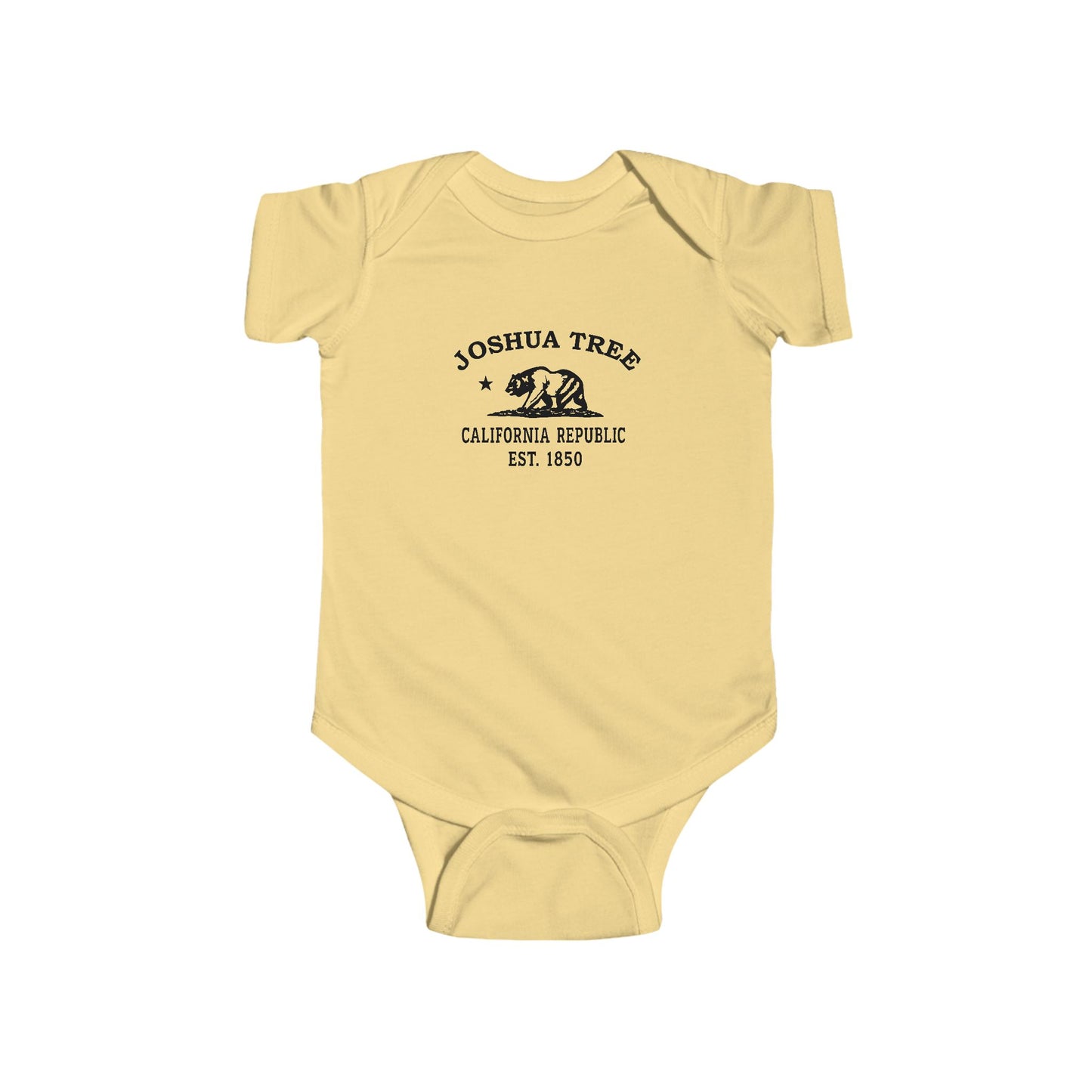 Joshua Tree California Vintage Retro Cotton Jersey Baby Bodysuit - Black Logo