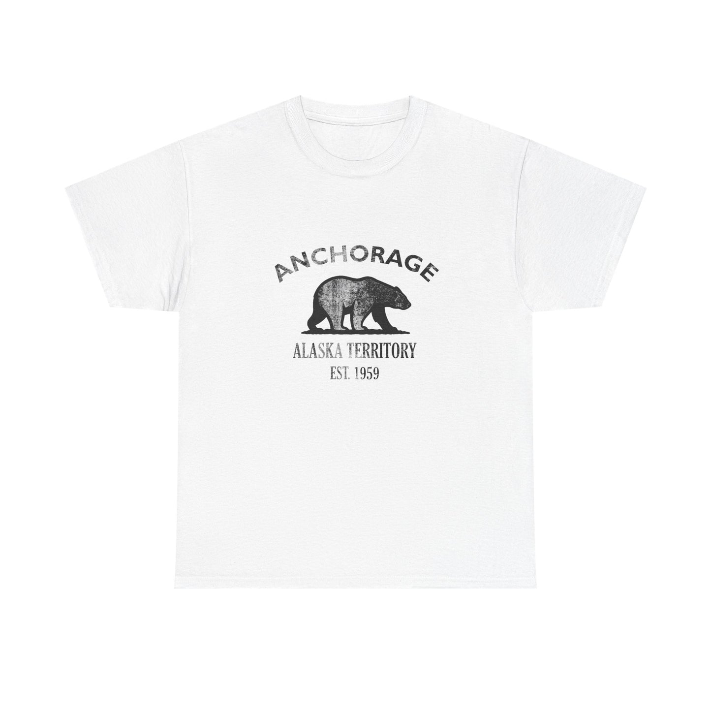 Anchorage Alaska Vintage Retro Unisex Heavy Cotton Tee - Black Logo