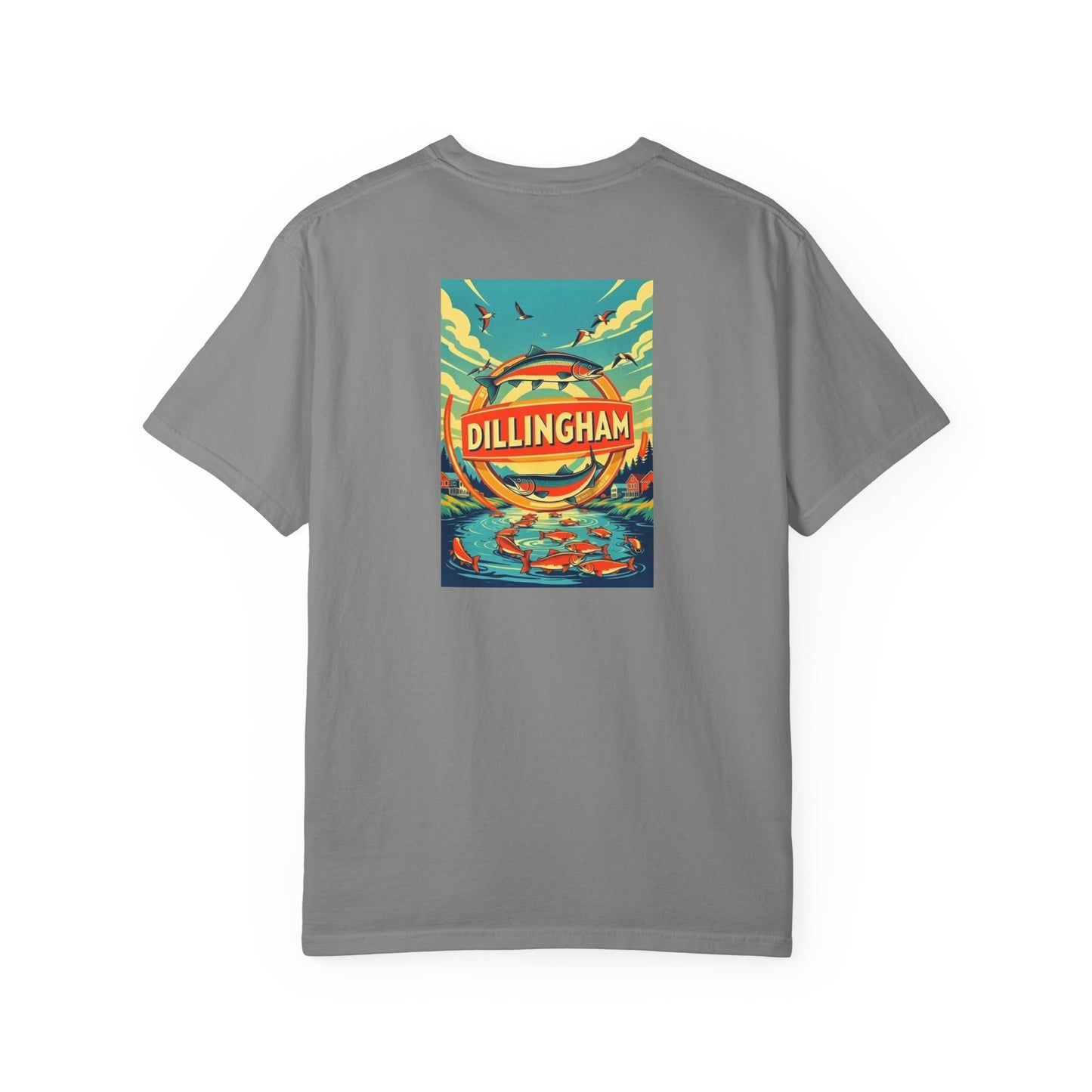 Dillingham Alaska Vintage Retro Back Printed Art Series Cotton Tee - Black Logo