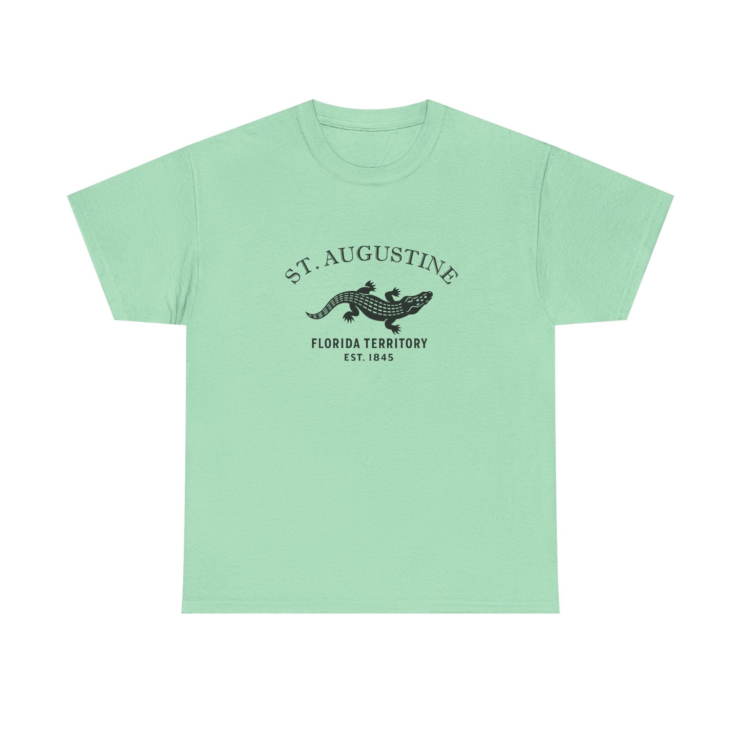 St Augustine Florida Vintage Retro Unisex Heavy Cotton Tee - Black Logo