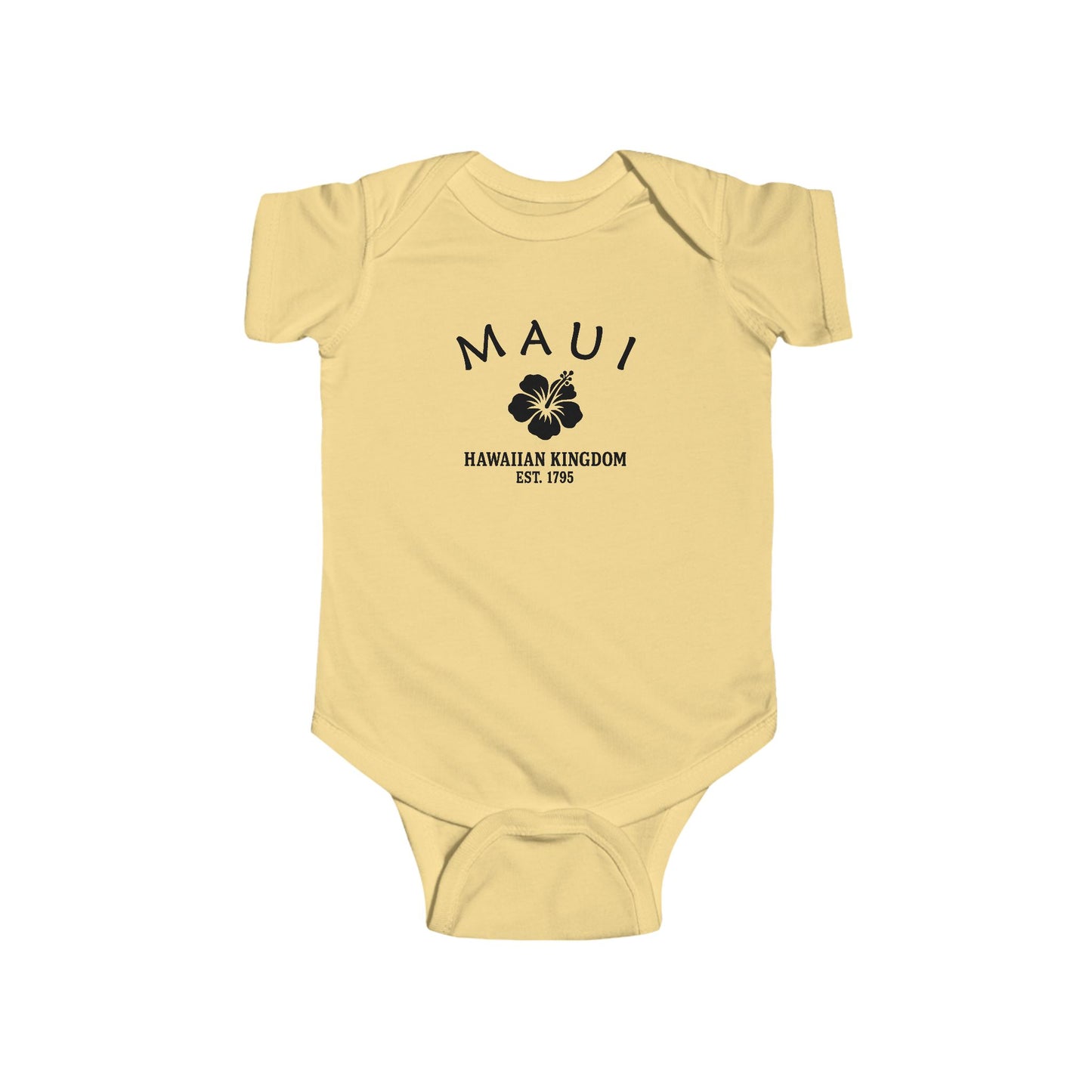 Maui Hawaii Vintage Retro Cotton Jersey Baby Bodysuit - Black Logo