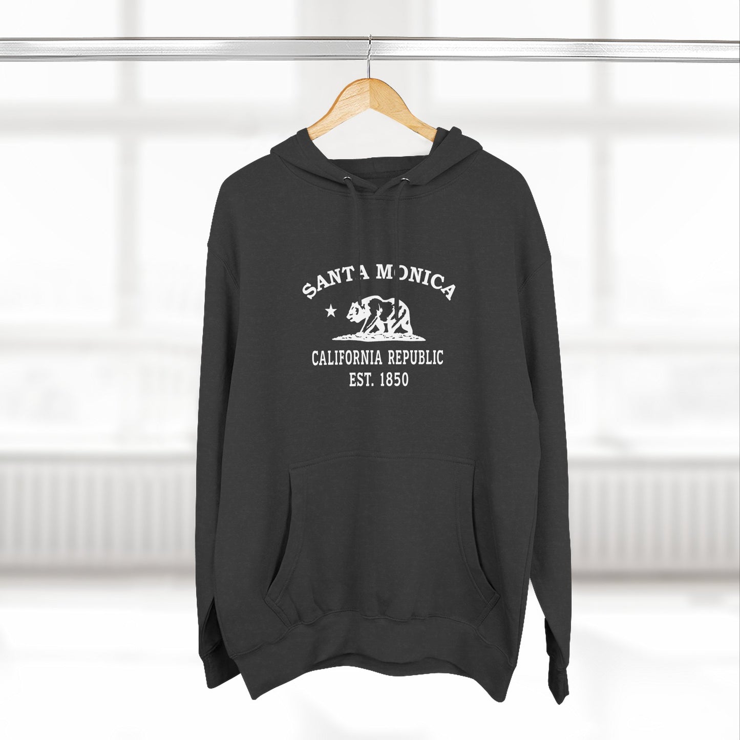 Santa Monica California Vintage Retro Unisex Heavy Cotton Hoodie - White Logo