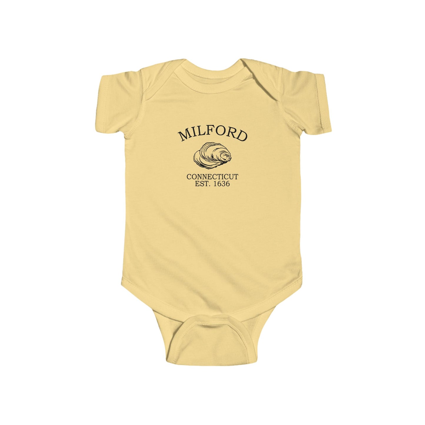 Milford Connecticut Vintage Retro Cotton Jersey Baby Bodysuit - Black Logo