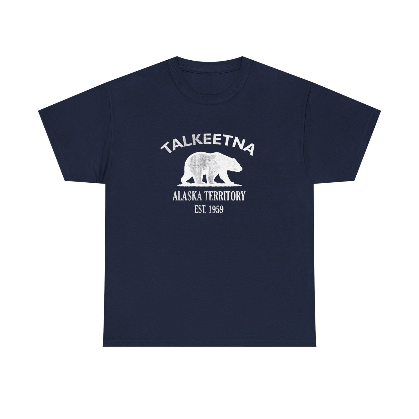 Talkeetna Alaska Vintage Retro Unisex Heavy Cotton Tee - White Logo