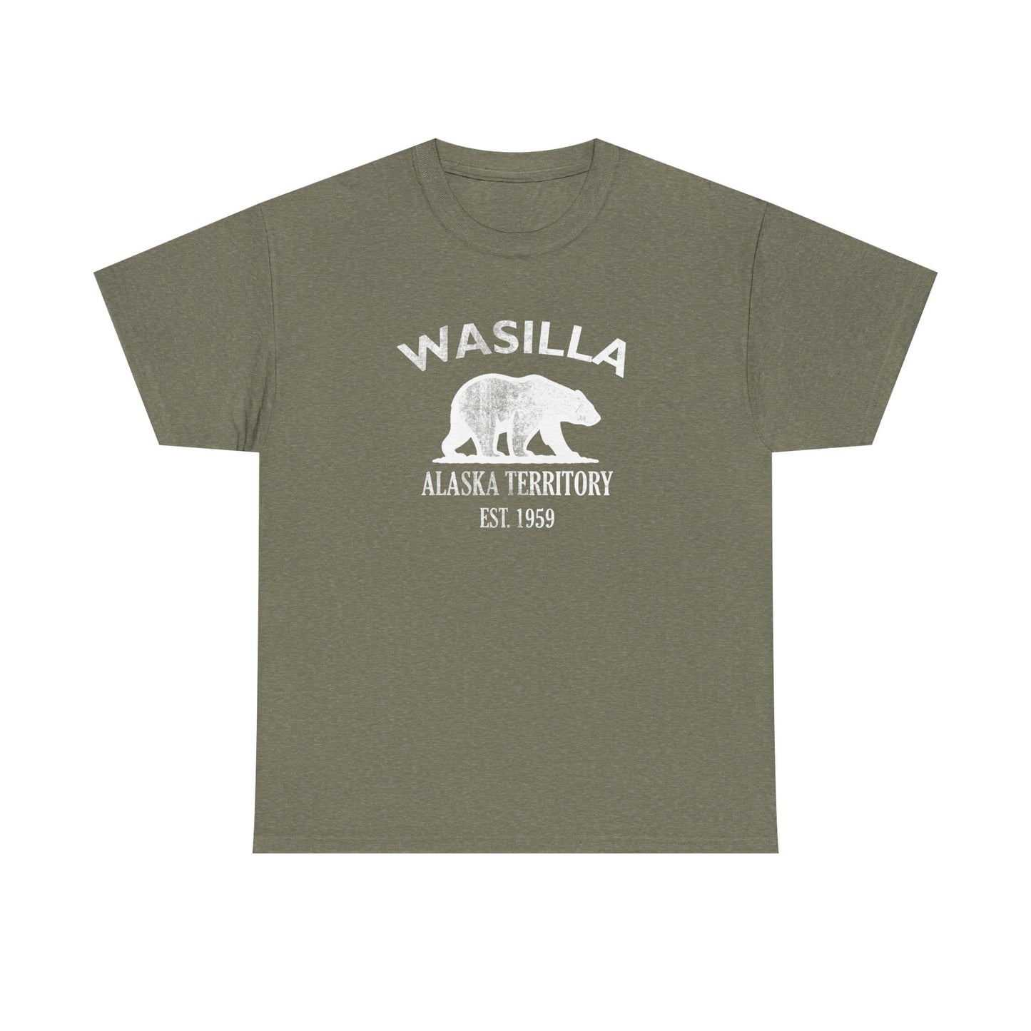 Wasilla Alaska Vintage Retro Unisex Heavy Cotton Tee - White Logo
