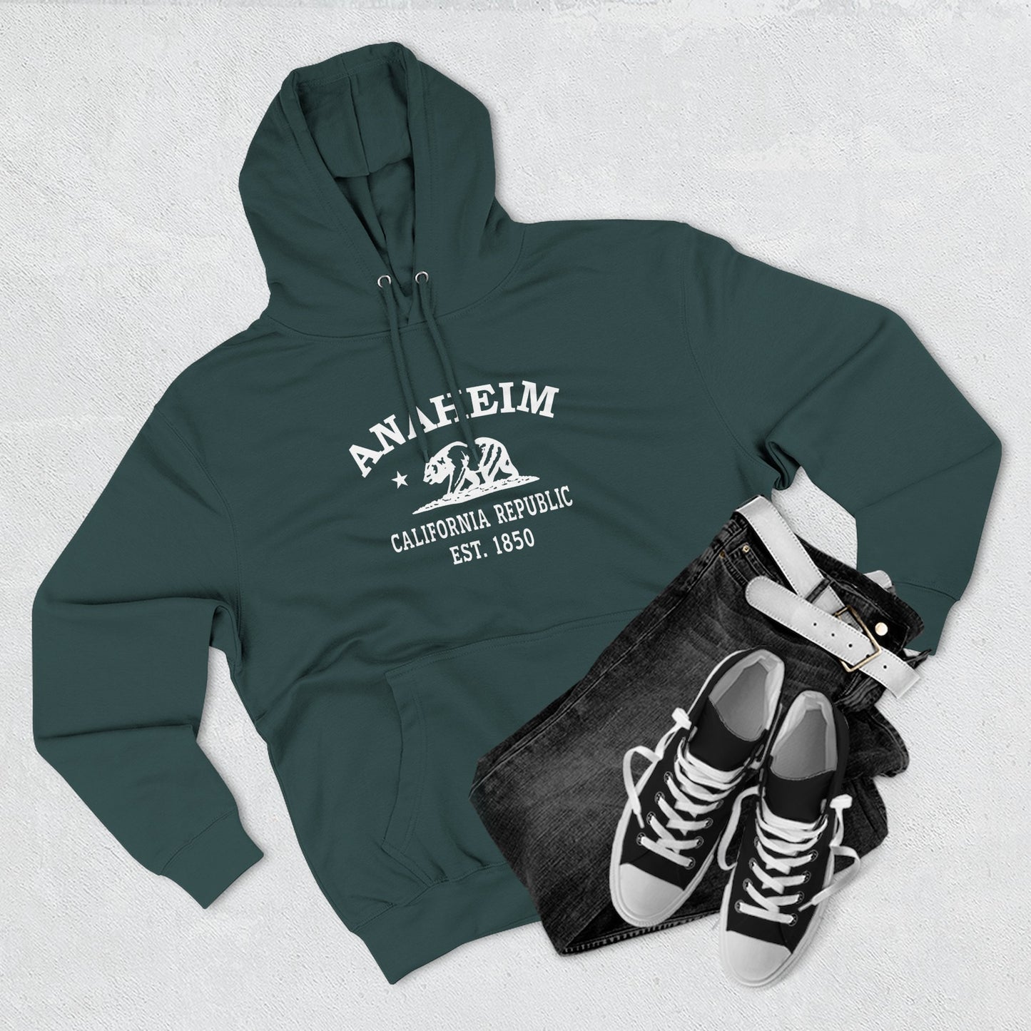 Anaheim California Vintage Retro Unisex Heavy Cotton Hoodie - White Logo