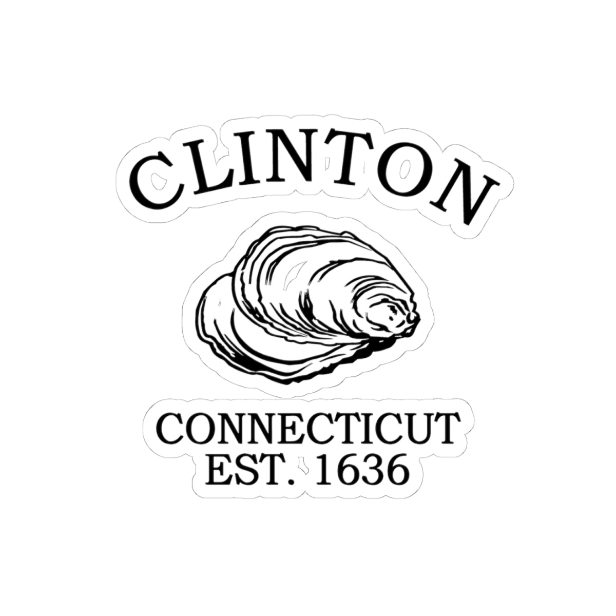 Clinton Connecticut Vintage Retro Vinyl Sticker - Black Logo