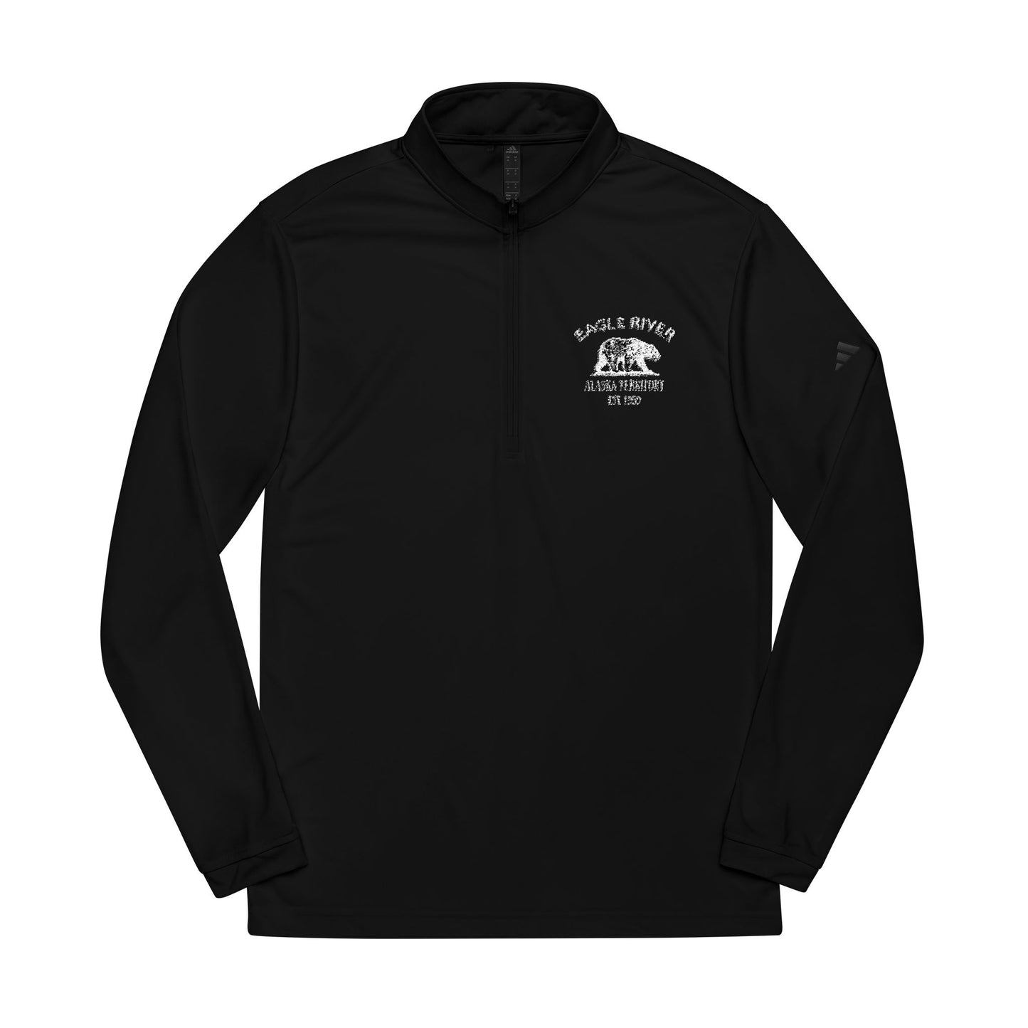 Eagle River Alaska Vintage Retro Quarter-Zip Embroidered Pullover - White Logo