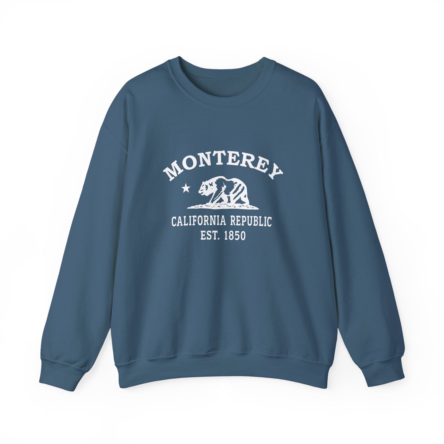 Monterey California Vintage Retro Unisex Heavy Crewneck Sweatshirt - White Logo