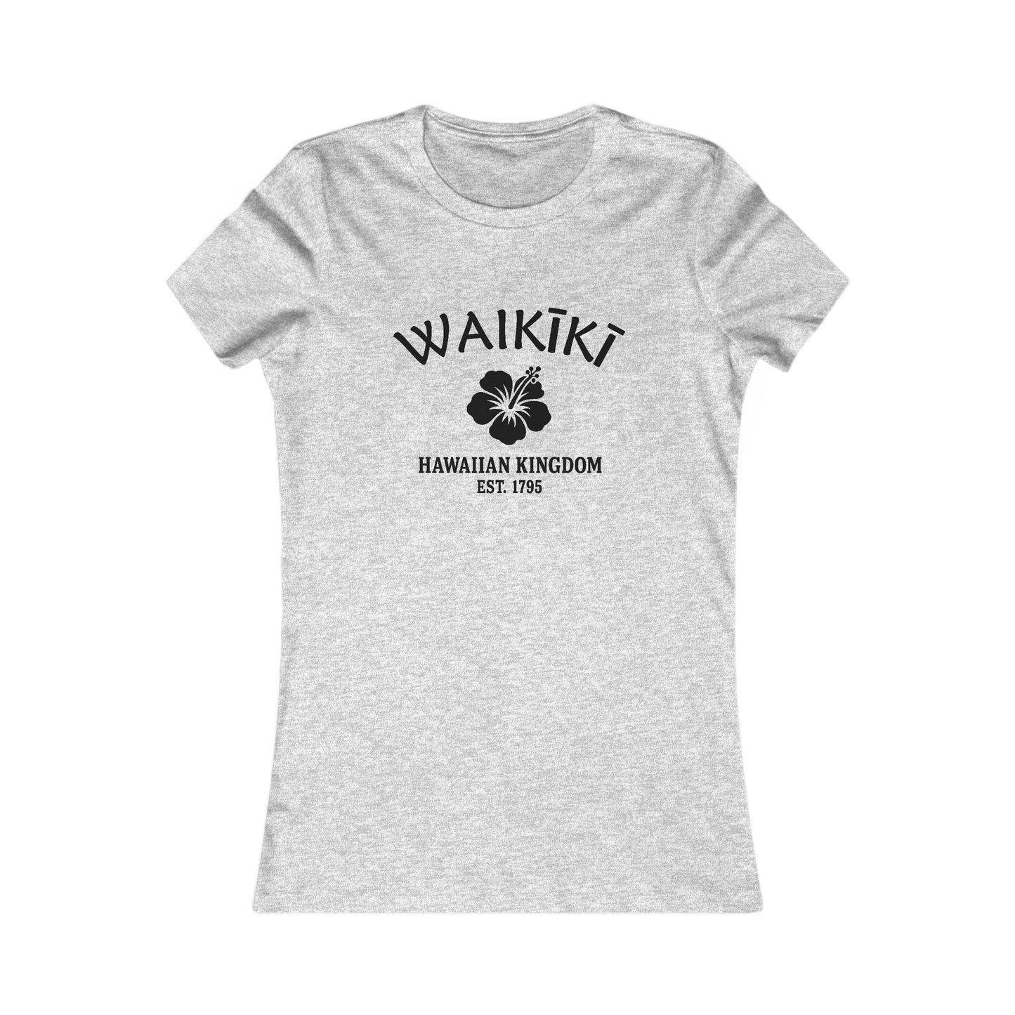 Waikiki Hawaii Ringspun Cotten Fitted Vintage Retro Womens Tee - Black Logo