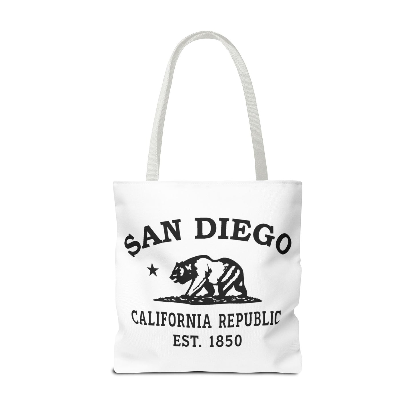 San Diego California Vintage Retro Light Canvas Tote - Black Logo