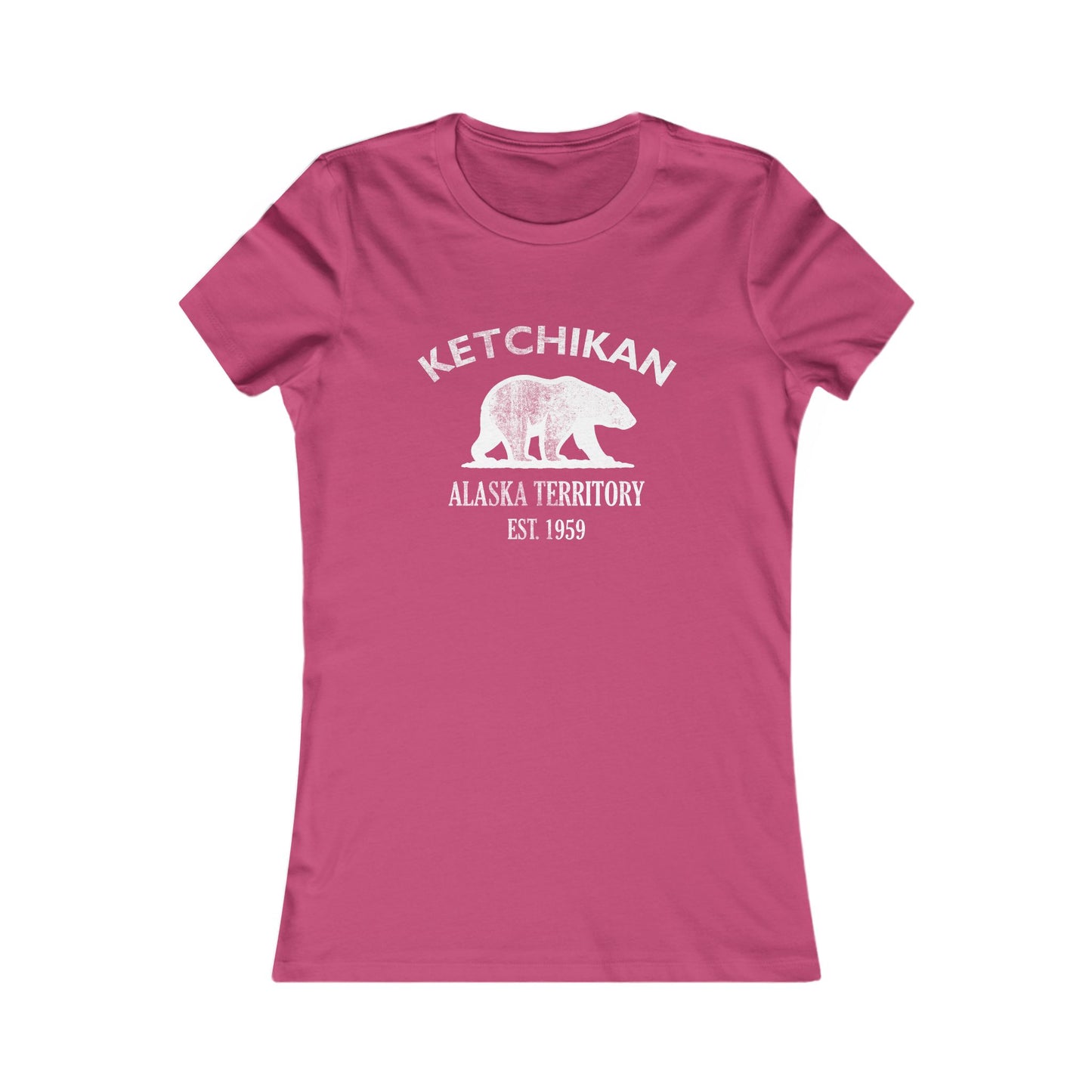 Ketchikan Alaska Vintage Retro Womens Fitted Ringspun Cotton Tee - White Logo