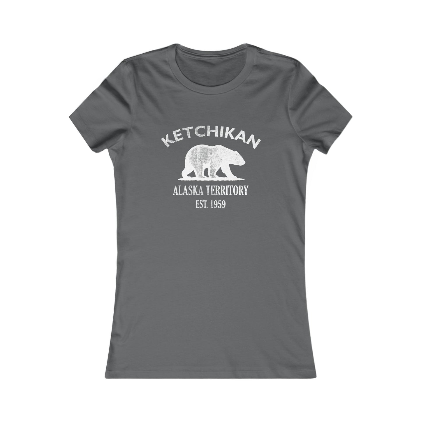 Ketchikan Alaska Vintage Retro Womens Fitted Ringspun Cotton Tee - White Logo