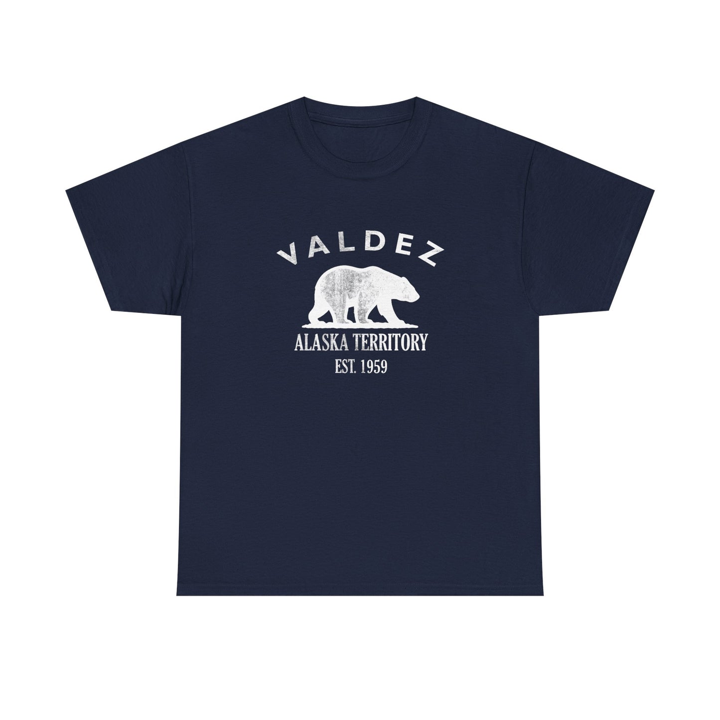 Valdez Alaska Vintage Retro Unisex Heavy Cotton Tee - White Logo