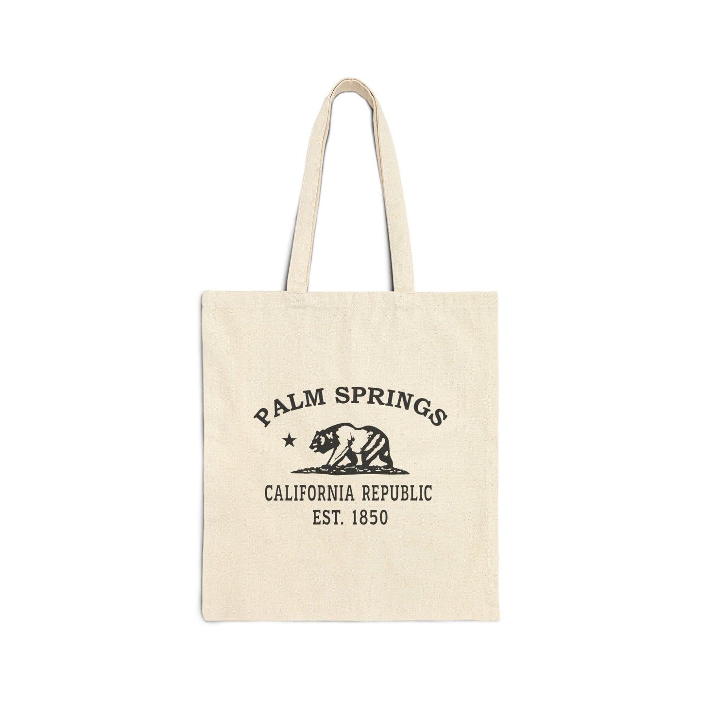 Palm Springs California Vintage Retro Cotton Canvas Tote Bag - Black Logo