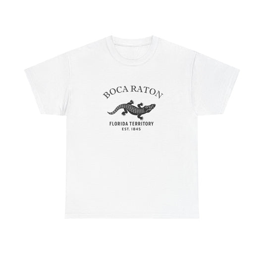 Boca Raton Florida Vintage Retro Unisex Heavy Cotton Tee - Black Logo