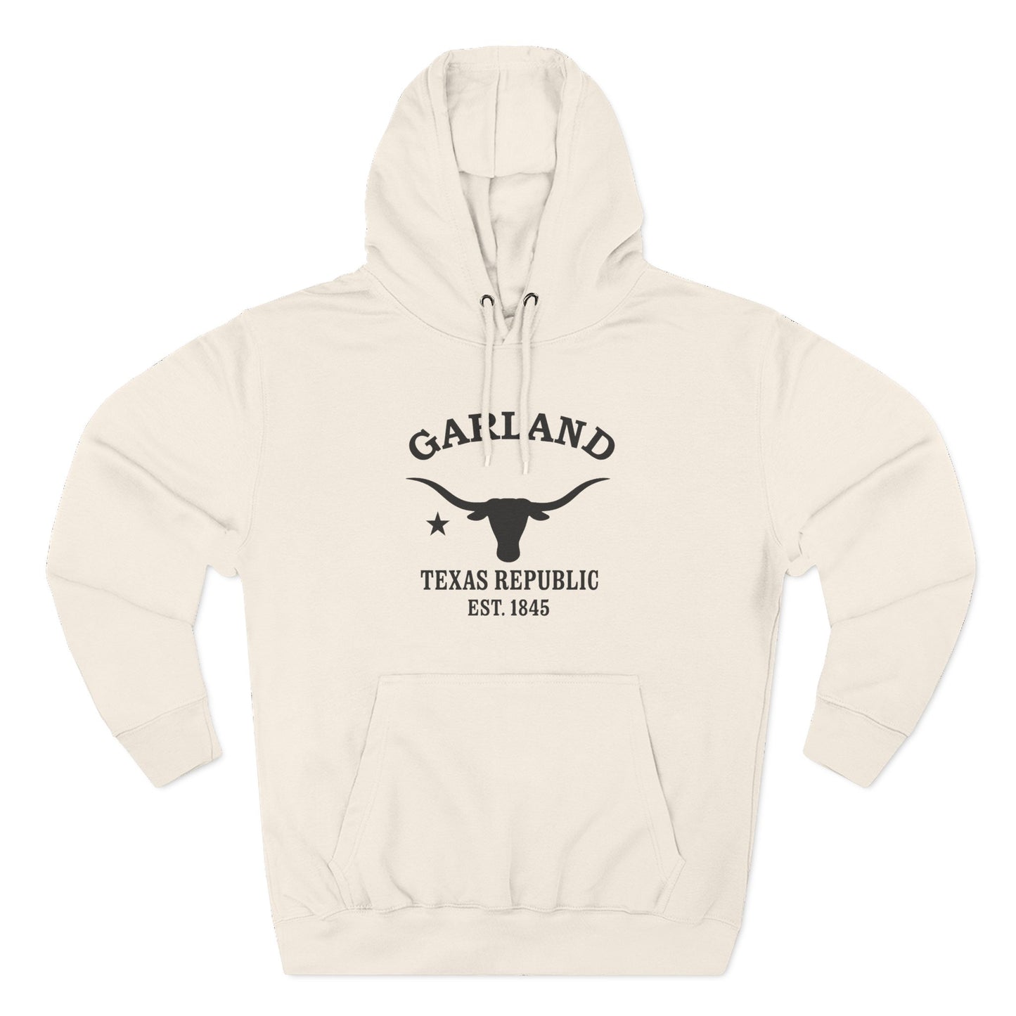 Garland Texas Vintage Retro Unisex Heavy Cotton Hoodie - Black Logo