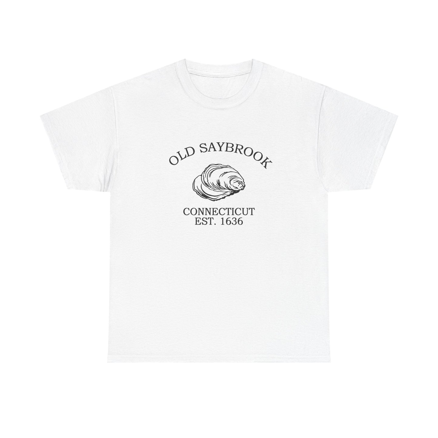 Old Saybrook Connecticut Vintage Retro Unisex Heavy Cotton Tee - Black Logo