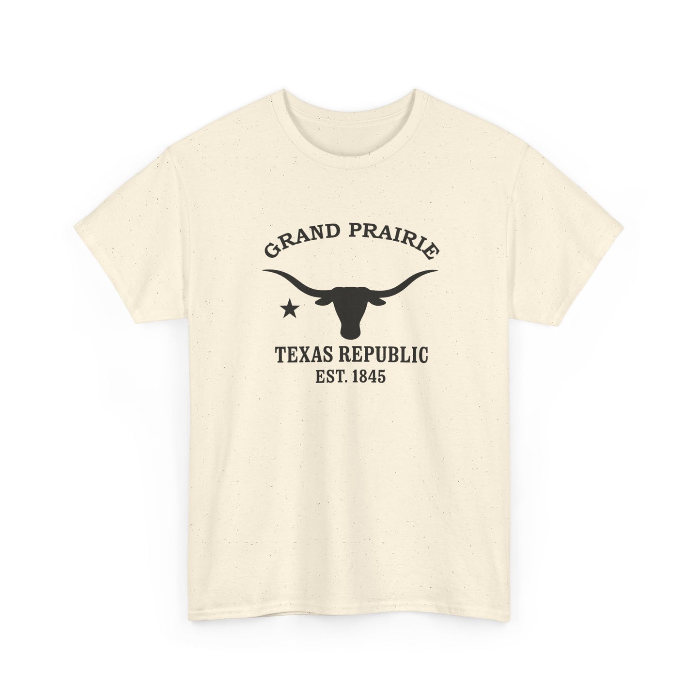 Grand Prairie Texas Vintage Retro Unisex Heavy Cotton Tee - Black Logo