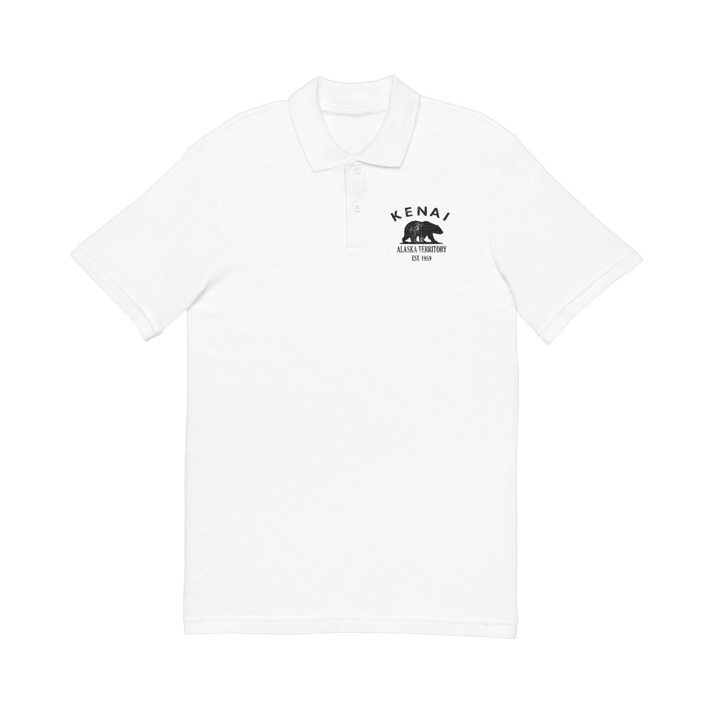 Kenai Alaska Vintage Retro Unisex Embroidered Cotton Polo - Black Logo