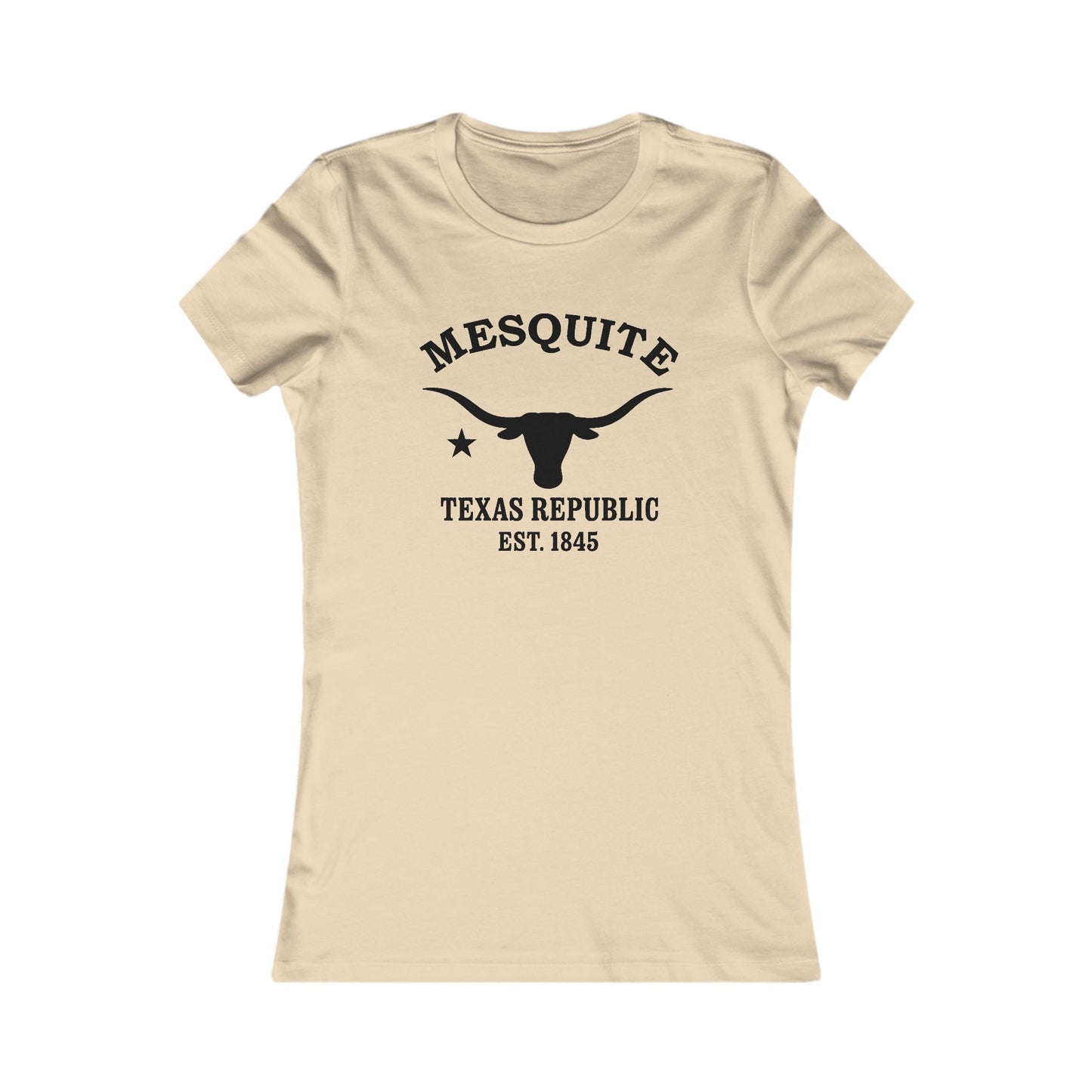Mesquite Texas Ringspun Cotten Fitted Vintage Retro Womens Tee - Black Logo
