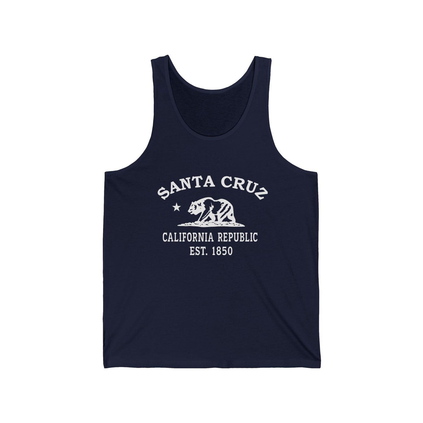 Santa Cruz California Unisex Cotton Jersey Tank Top - White Logo