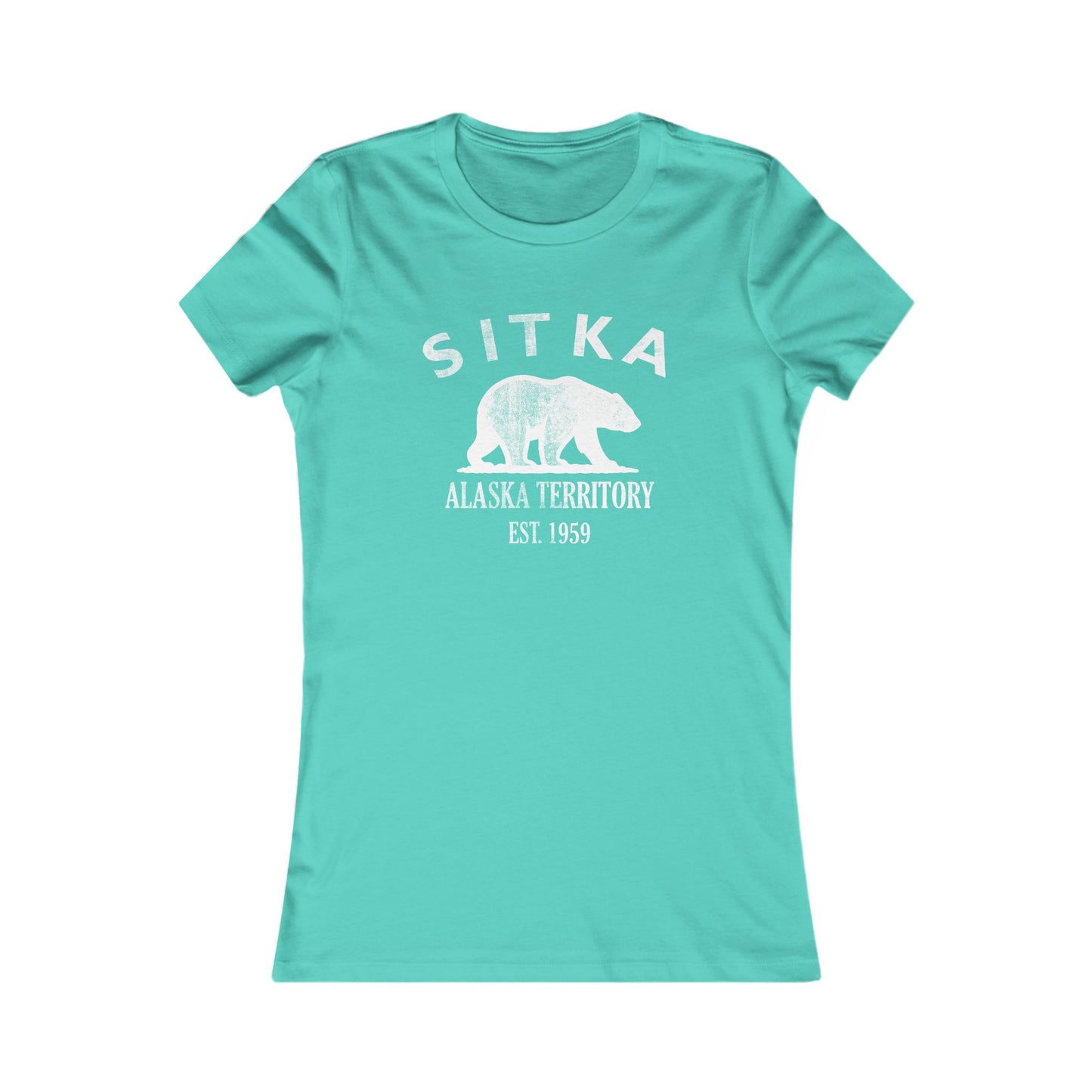 Sitka Alaska Vintage Retro Womens Fitted Ringspun Cotton Tee - White Logo