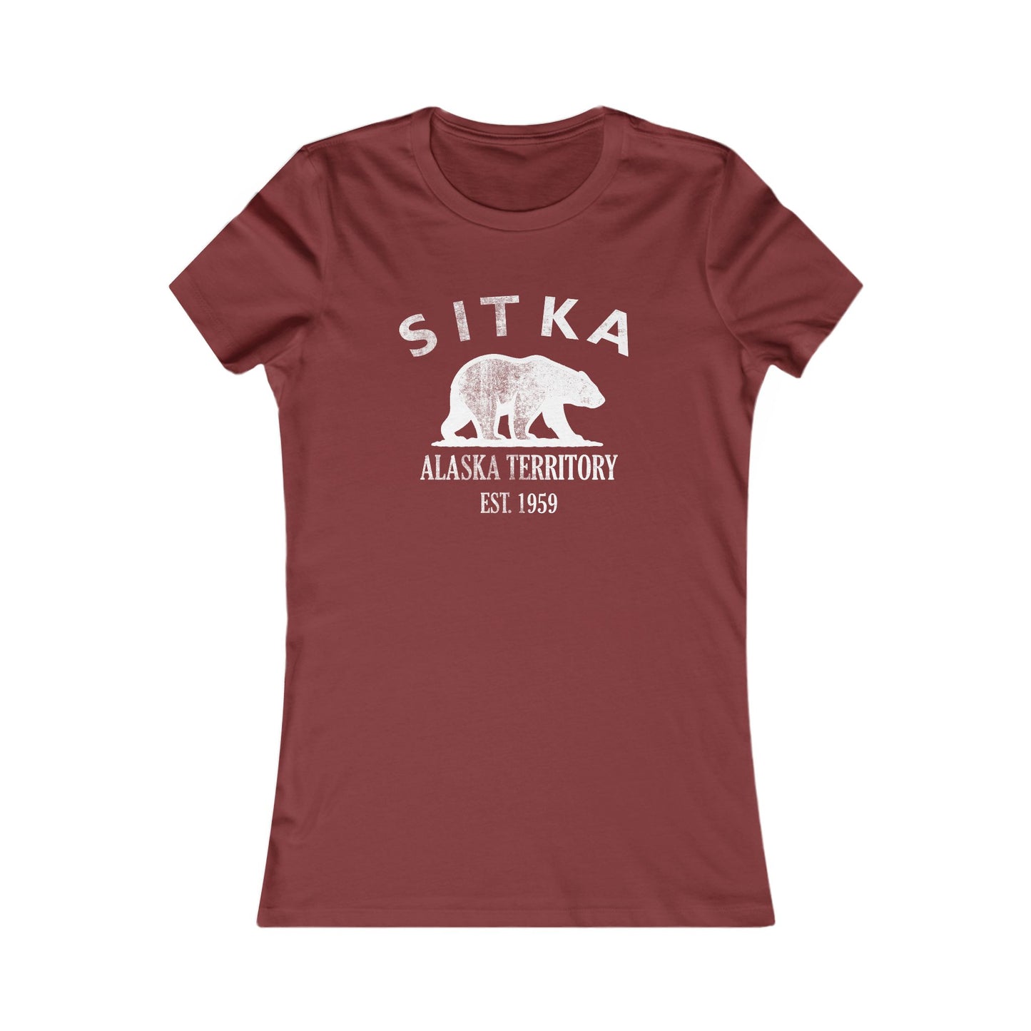 Sitka Alaska Vintage Retro Womens Fitted Ringspun Cotton Tee - White Logo