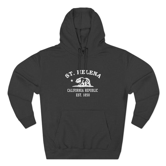 St Helena California Vintage Retro Unisex Heavy Cotton Hoodie - White Logo