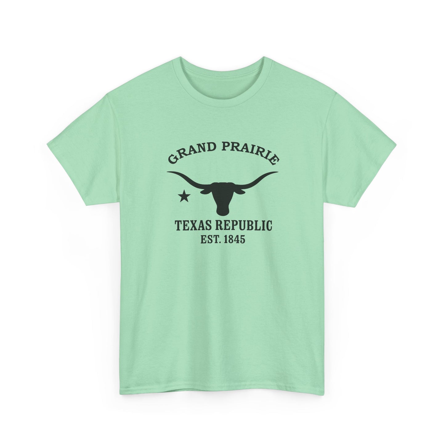 Grand Prairie Texas Vintage Retro Unisex Heavy Cotton Tee - Black Logo